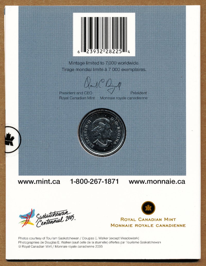 Commems-Collection-Canadian:-2005-Saskatchewan-Centennial-Silver-$5---Coin-2-Of-12