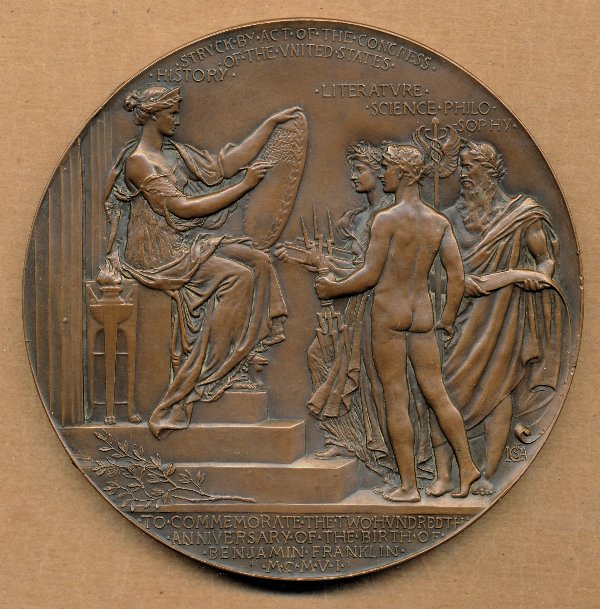 Commems-Collection-Medals:-1906-Benjamin-Franklin-200th