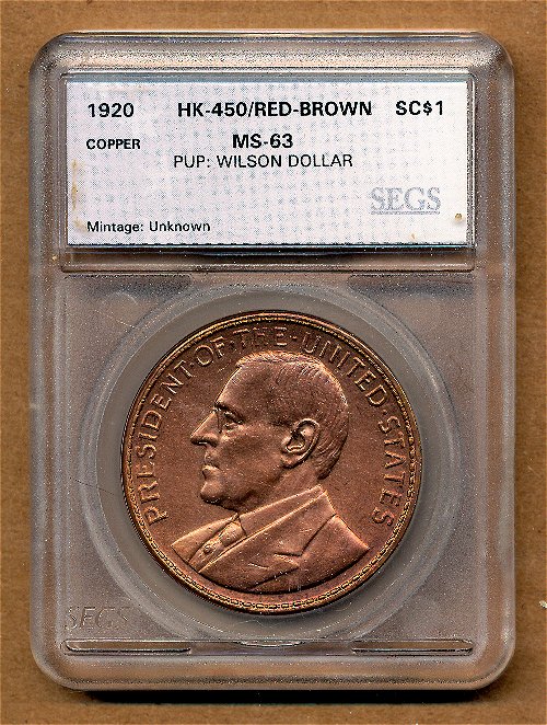 Commems-Collection-Medals:-1920-Manila-Mint-Opening-Medals-/-Wilson-Dollars
