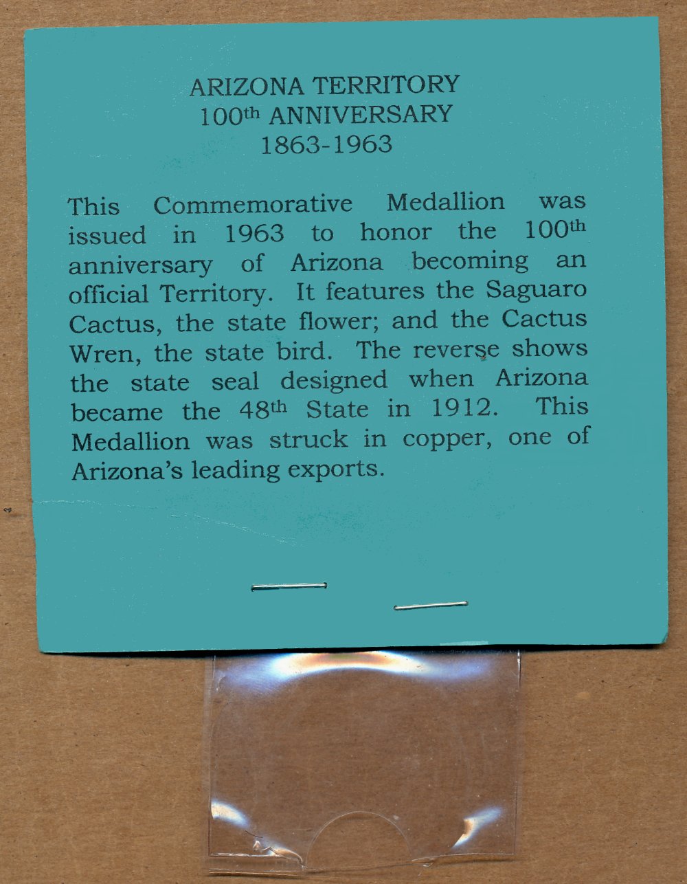 Commems-Collection-Medals:-1963-Arizona-Territory-Centennial