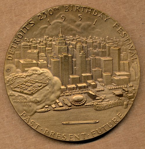 Commems-Collection-Medals:-1951-Detroit,-MI-250th-Anniversary