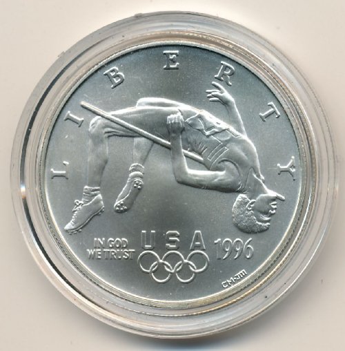 Commems-Collection-Modern:-1996-Atlanta-Olympics-High-Jump-Dollar