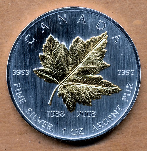 Commems-Collection-Canadian:-2008-20th-Anniversary-Silver-Maple-Leaf