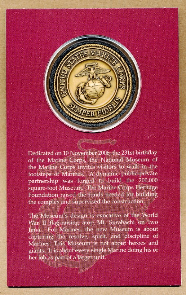 Commems-Collection-Medals:-2006-National-Museum-Of-The-Marine-Corps