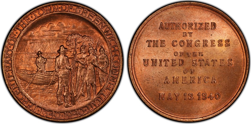 Commems-Collection-Classic:-1940-Greenwich,-Connecticut---Medal-Vs.-Half-Dollar