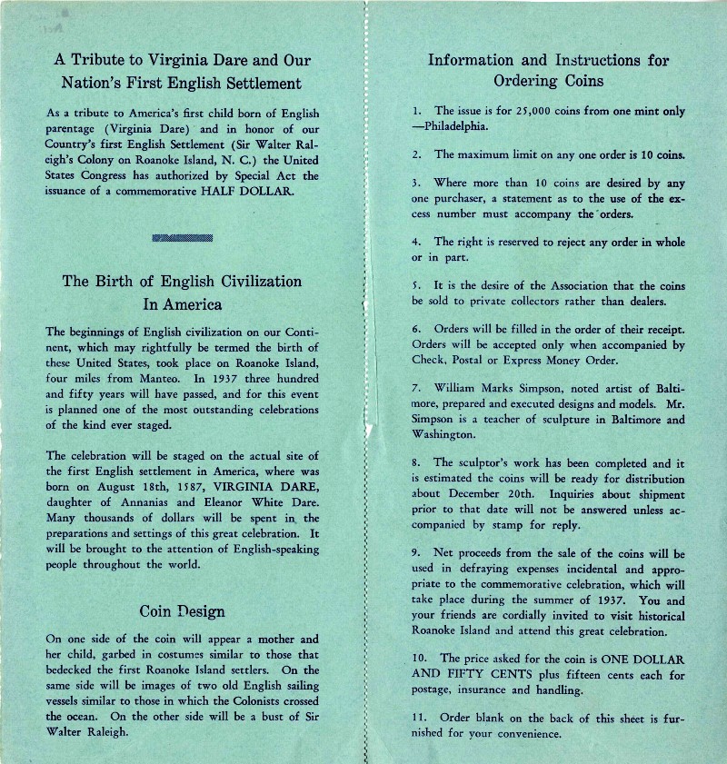 Commems-Collection-Classic:-1937-Roanoke-Colony-Memorial---Subscription-Application