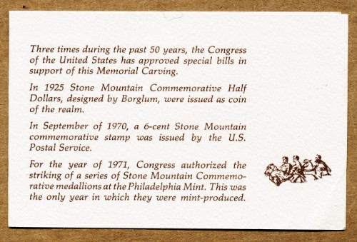 Commems-Collection-Medals:-1970-Stone-Mountain-Memorial-Dedication