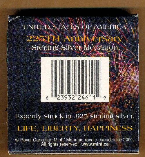 Commems-Collection-Canadian:-2001-United-States-225th-Anniversary-Medallion