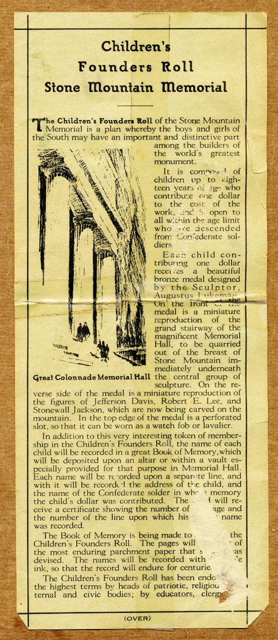 Commems-Collection-Classic:-1925-Stone-Mountain-Children's-Founders-Roll