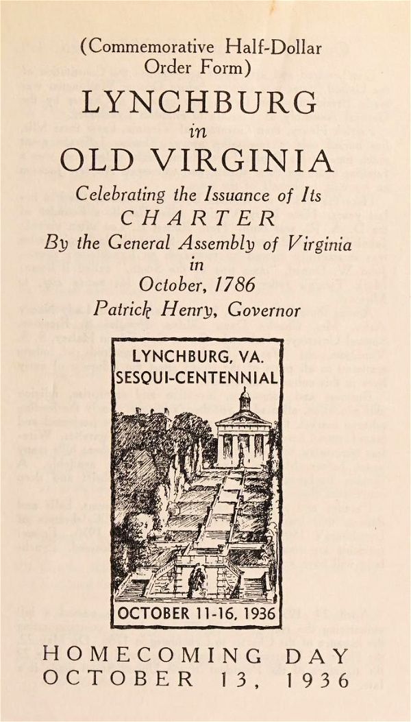 Commems-Collection-Classic:-1936-Lynchburg,-VA-Charter-Sesquicentennial---Order-Form