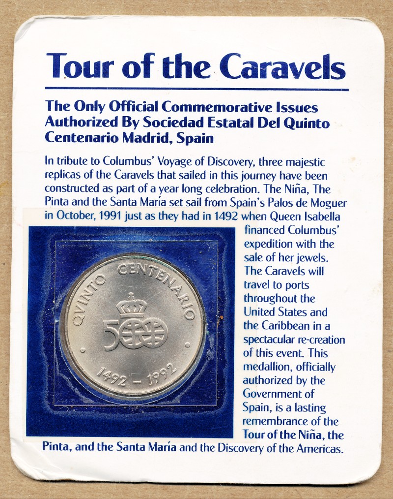 Commems-Collection-Medals:-1992-Christopher-Columbus-Tour-Of-The-Caravels