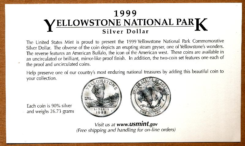 Commems-Collection-Modern:-1999-Yellowstone-National-Park---Promo-Card