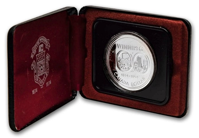 Commems-Collection-Canadian:-1974-Winnipeg,-Manitoba-Centennial---Silver-Dollar