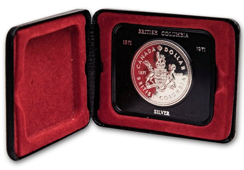 Commems-Collection-Canadian:-1971-British-Columbia-Centennial-Silver-Dollar