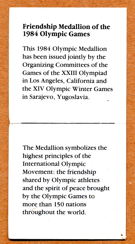 Commems-Collection-Medals:-1984-Los-Angeles-Sarajevo-Olympics-Friendship-Medal