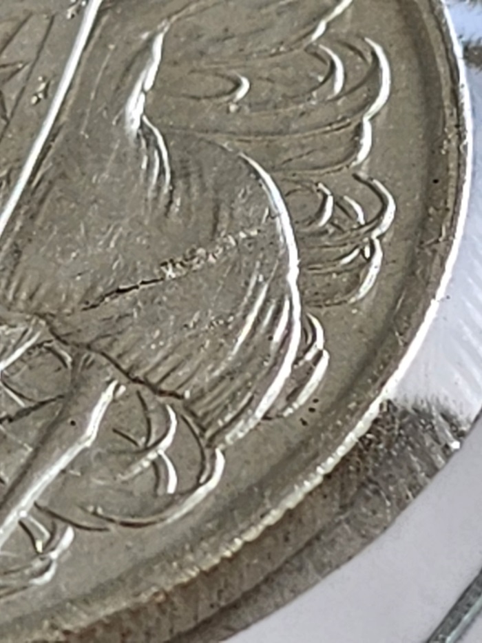 1966-Round-50-Cent-Lamination/Planchet-Flaw/Crack
