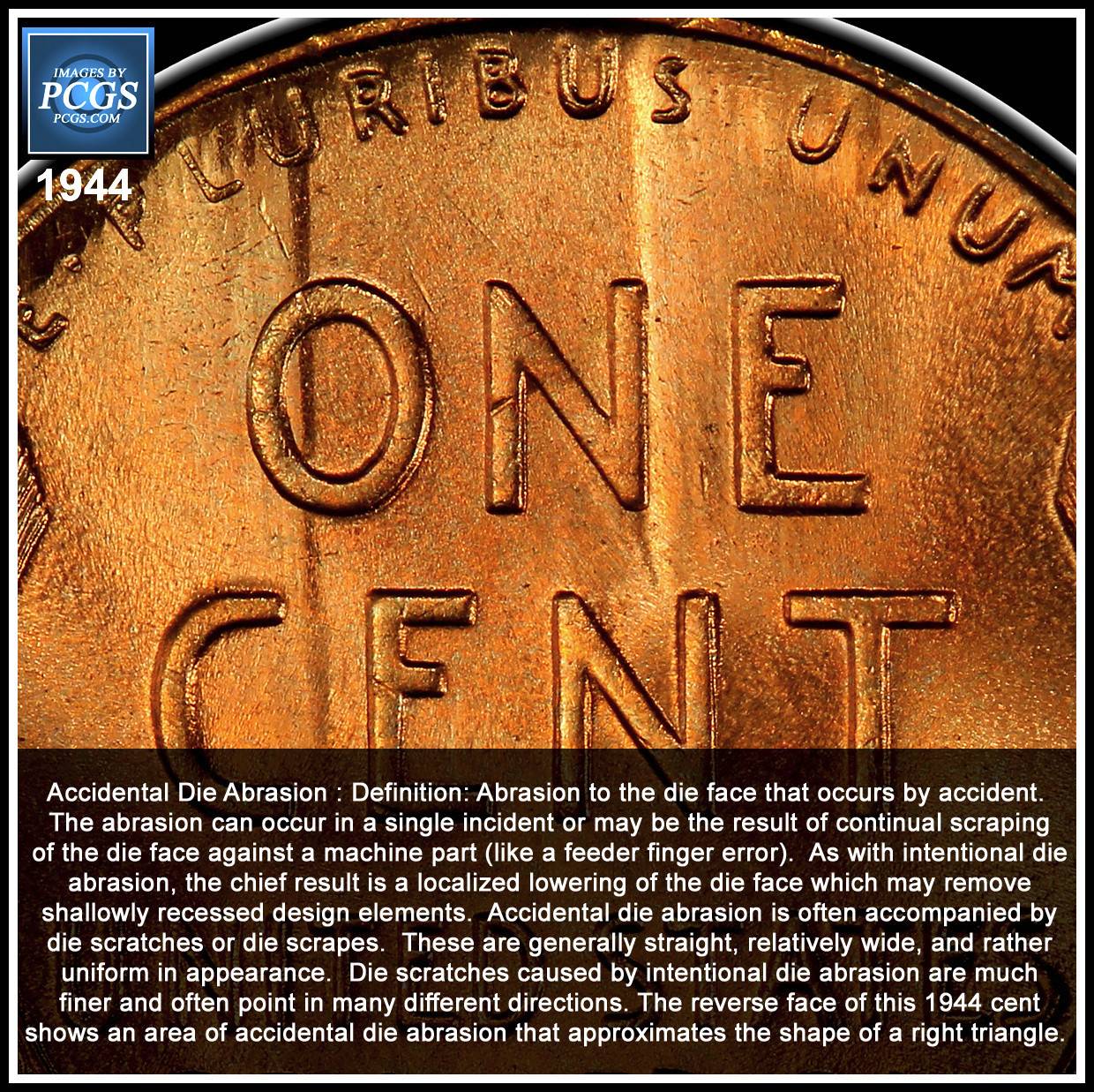 1943-Lincoln-Wheat-Cent-Die-Gouge---Below-Nose