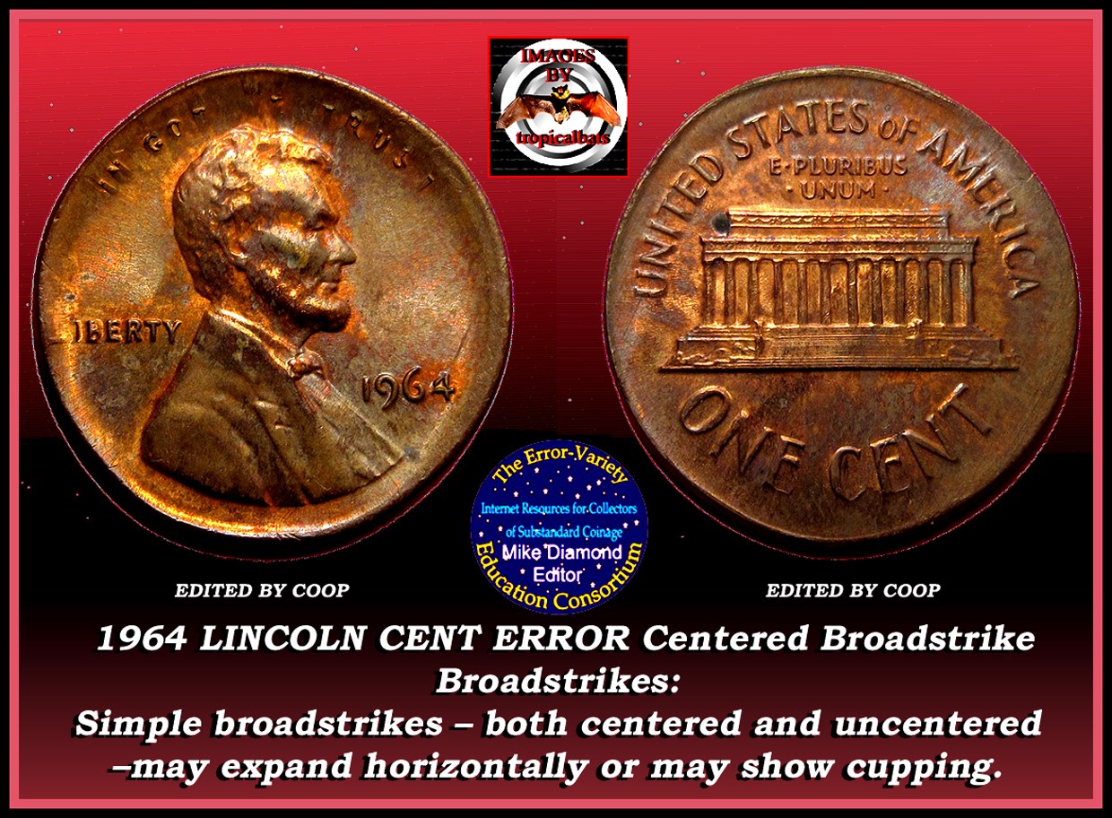 1964-Lincoln-Memorial-Cent-Mint-Error---Centered-Broadstrike
