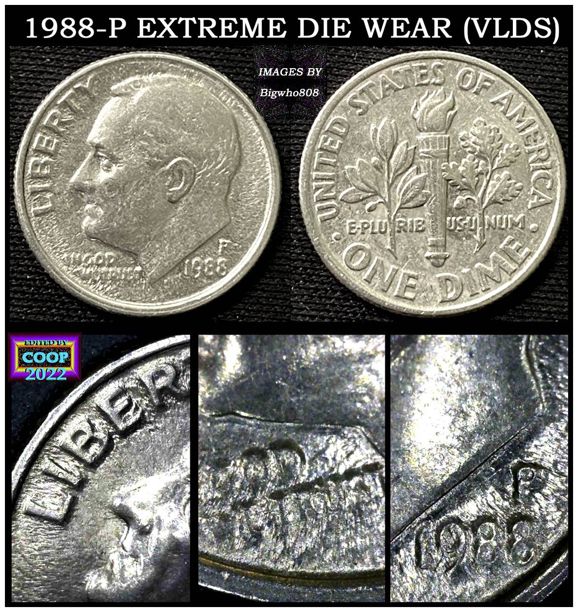 1988-P---Dime---Funky-Stuff-On-Obverse