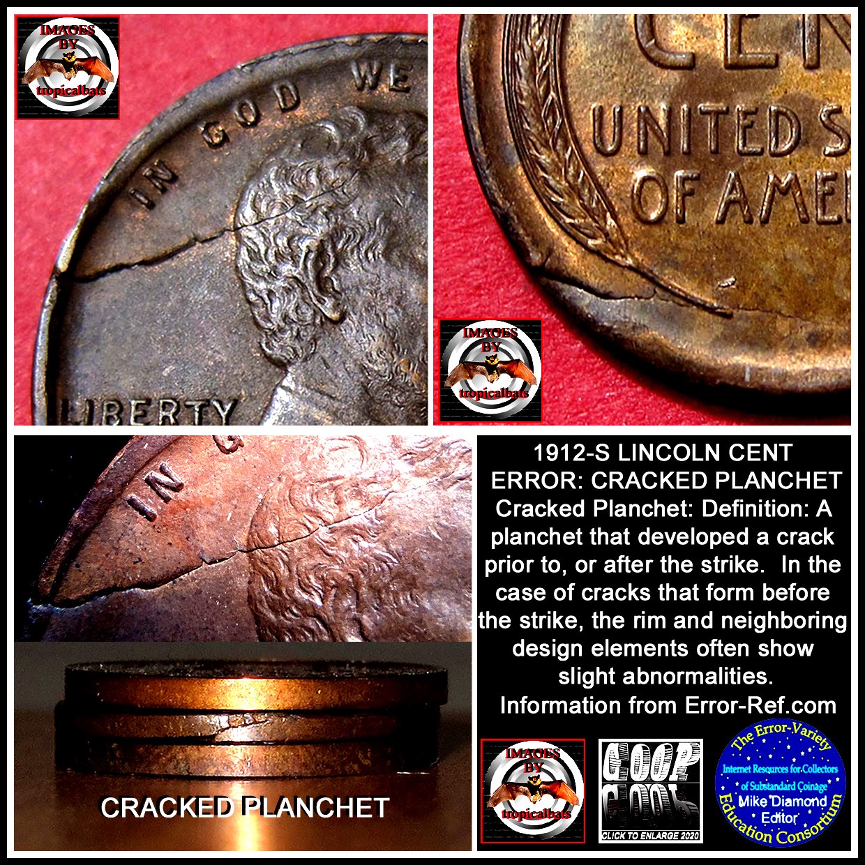 1912-S-Lincoln-Wheat-Cent-Mint-Error---Cracked-Planchet---MS
