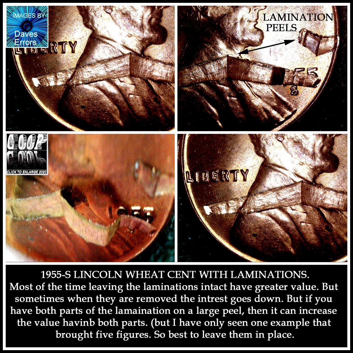 CRH-Wow-1955-S-BU-Gem-LWC,-Monster-Lam.-Retained-Fragment-Peel.....