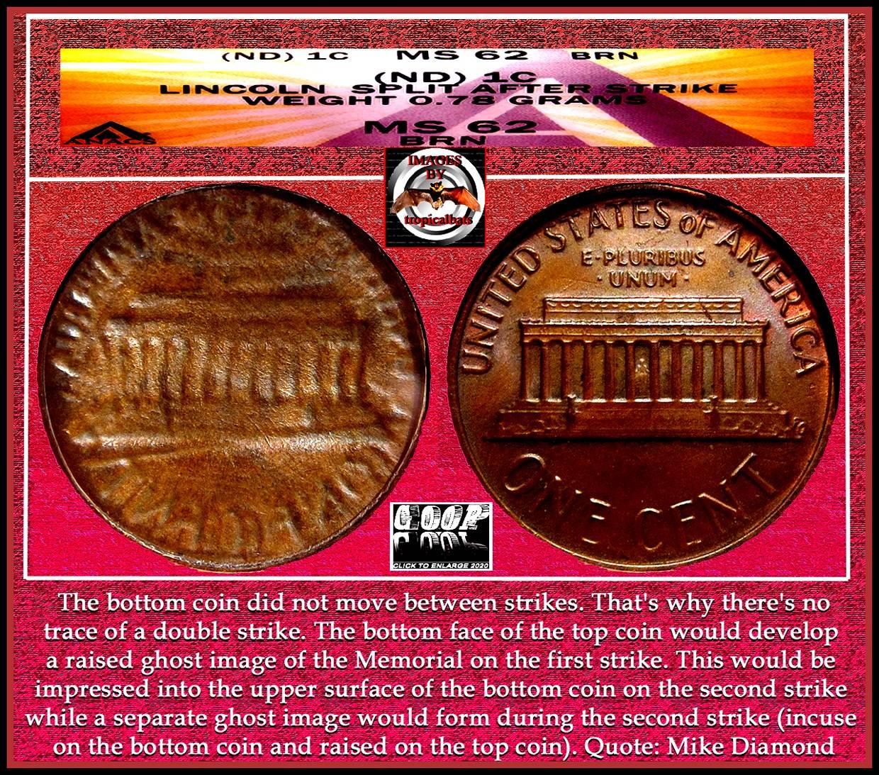 No-Date-Lincoln-Memorial-Cent-Mint-Error---Split-Planchet-0.78g