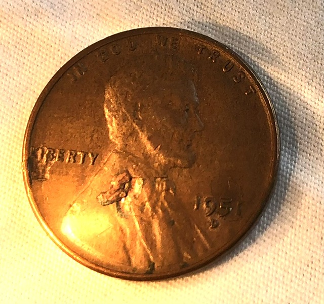 Lincoln-Cent-Foldover-Retained-Lamination-1951-D