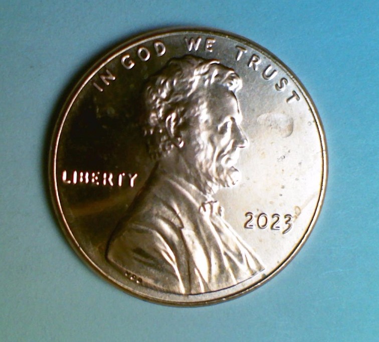 2023-P-Penny-With-A-Recessed-Impression-Next-To-Lincoln's-Head