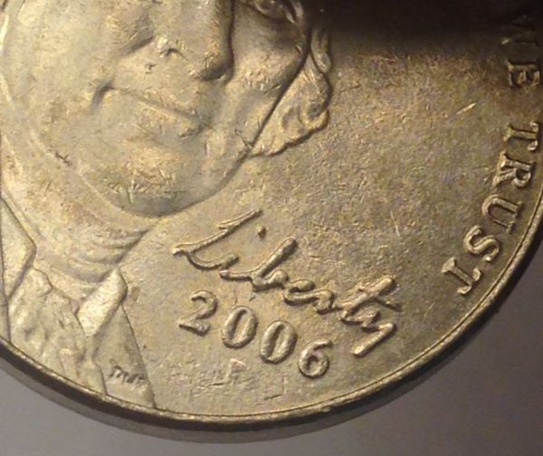 2006-D-Jefferson-Nickel---Grease-Error-On-Mintmark?