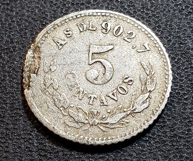 1874-Mexico-5-Centavos,--Error-Or-Post-Mint-Damage?