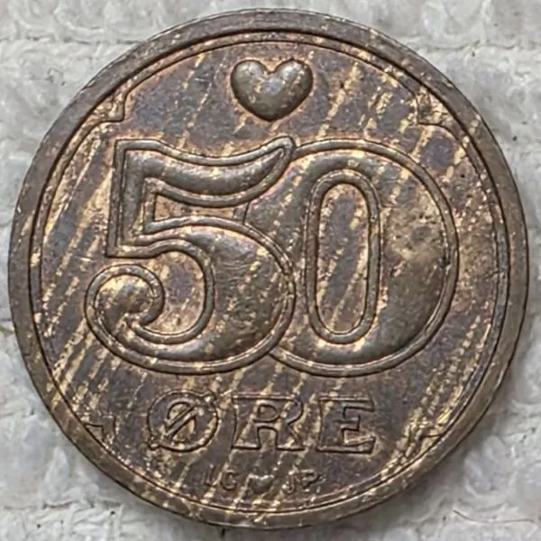 1996-Denmark---50-Ore-Coin---Roller-Lines-Or-A-'Woody'?