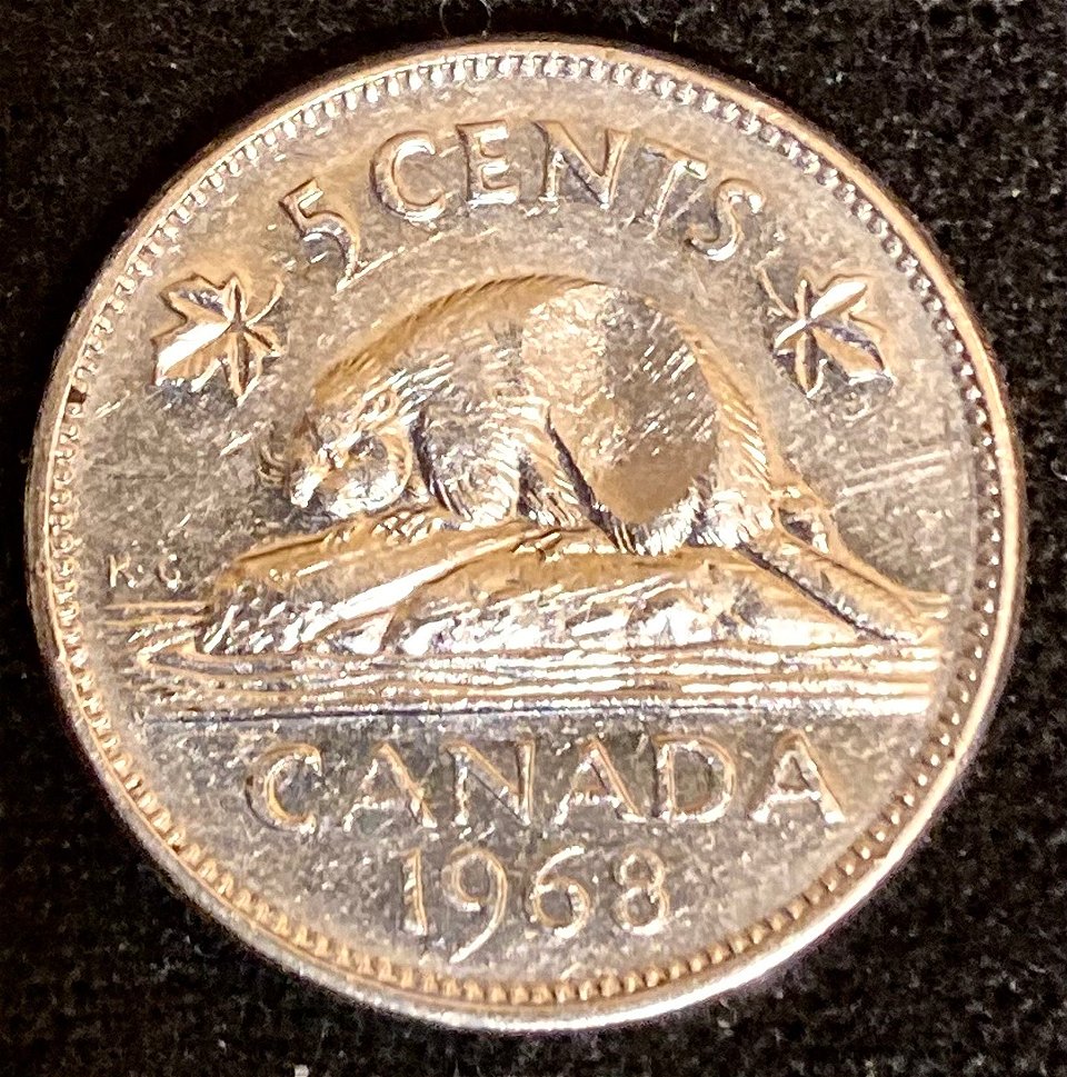 1968-Canadian-5-Cent-With-Deviate-Both-Sides