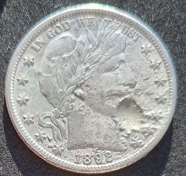 1892-Barber-Half-Dollar.-Interesting-Piece,-Probably-Counterfeit.