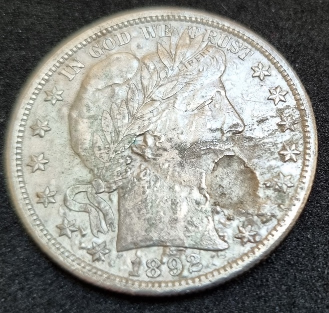 1892-Barber-Half-Dollar.-Interesting-Piece,-Probably-Counterfeit.