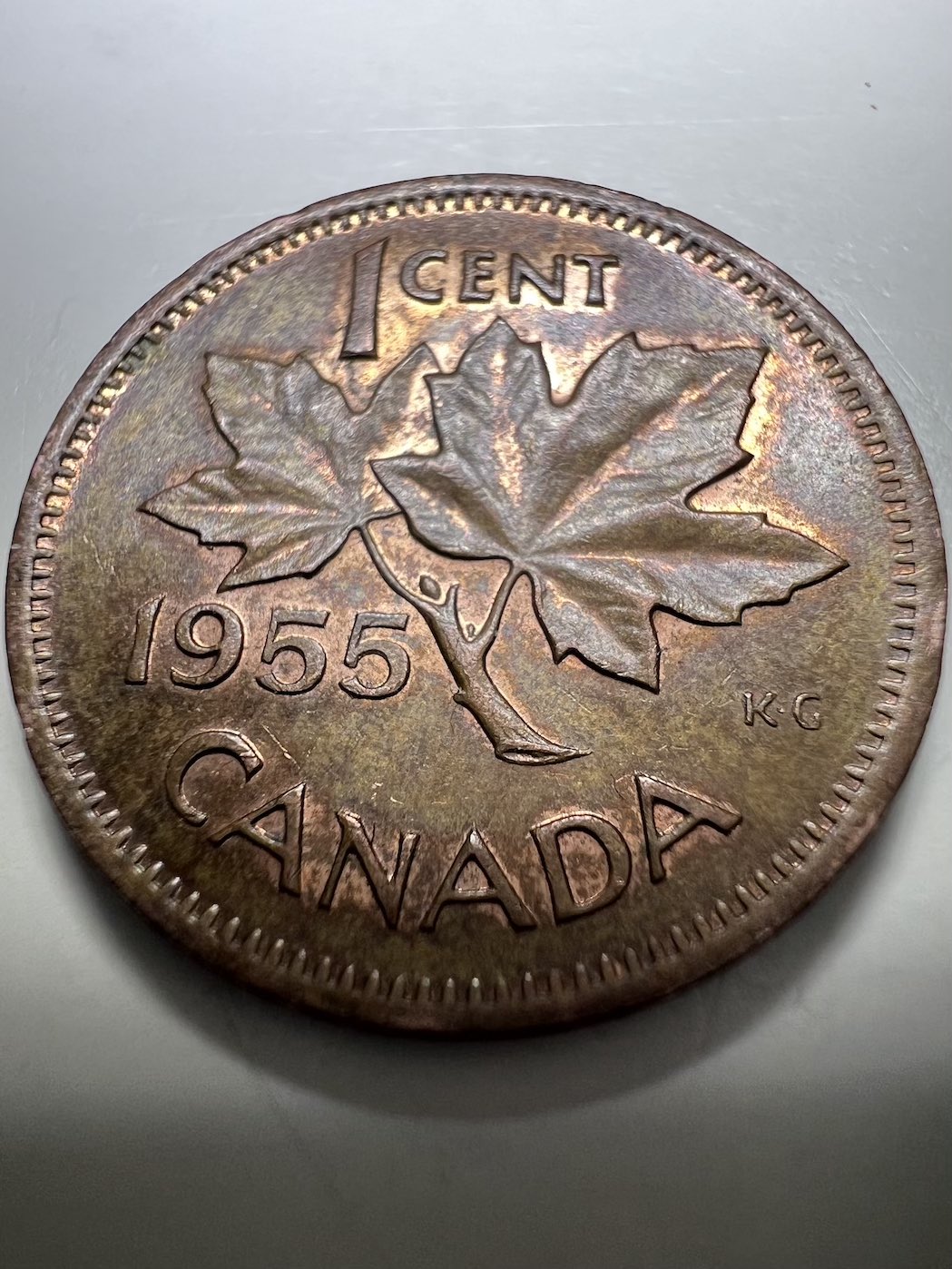 1955-Canadian-Penny,-Die-Crack?