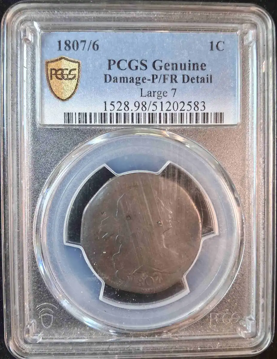 1807/6-Draped-Bust-Large-Cent.-Split-Planchet-After-Strike.