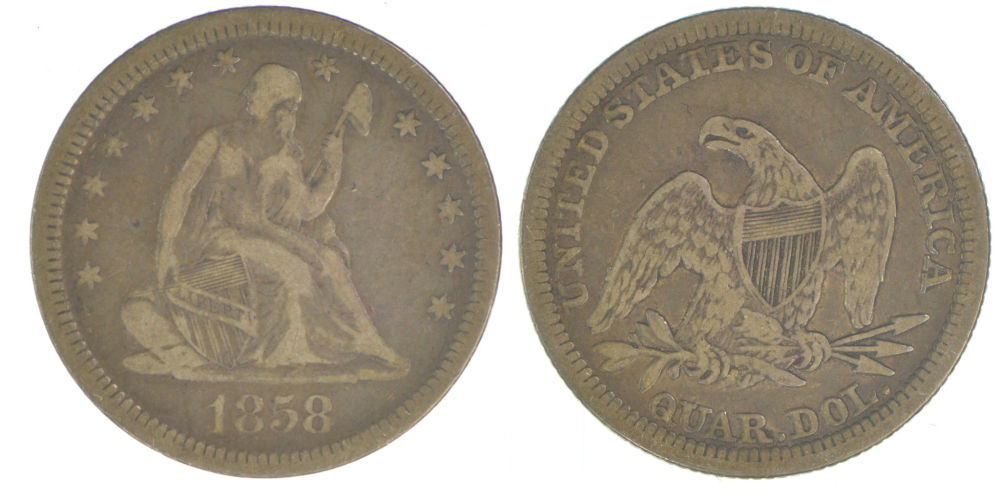 1858-Seated-Half---Original-Or-Cleaned
