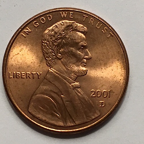 Beautiful-2001-D-Lincoln-Memorial-Penny!