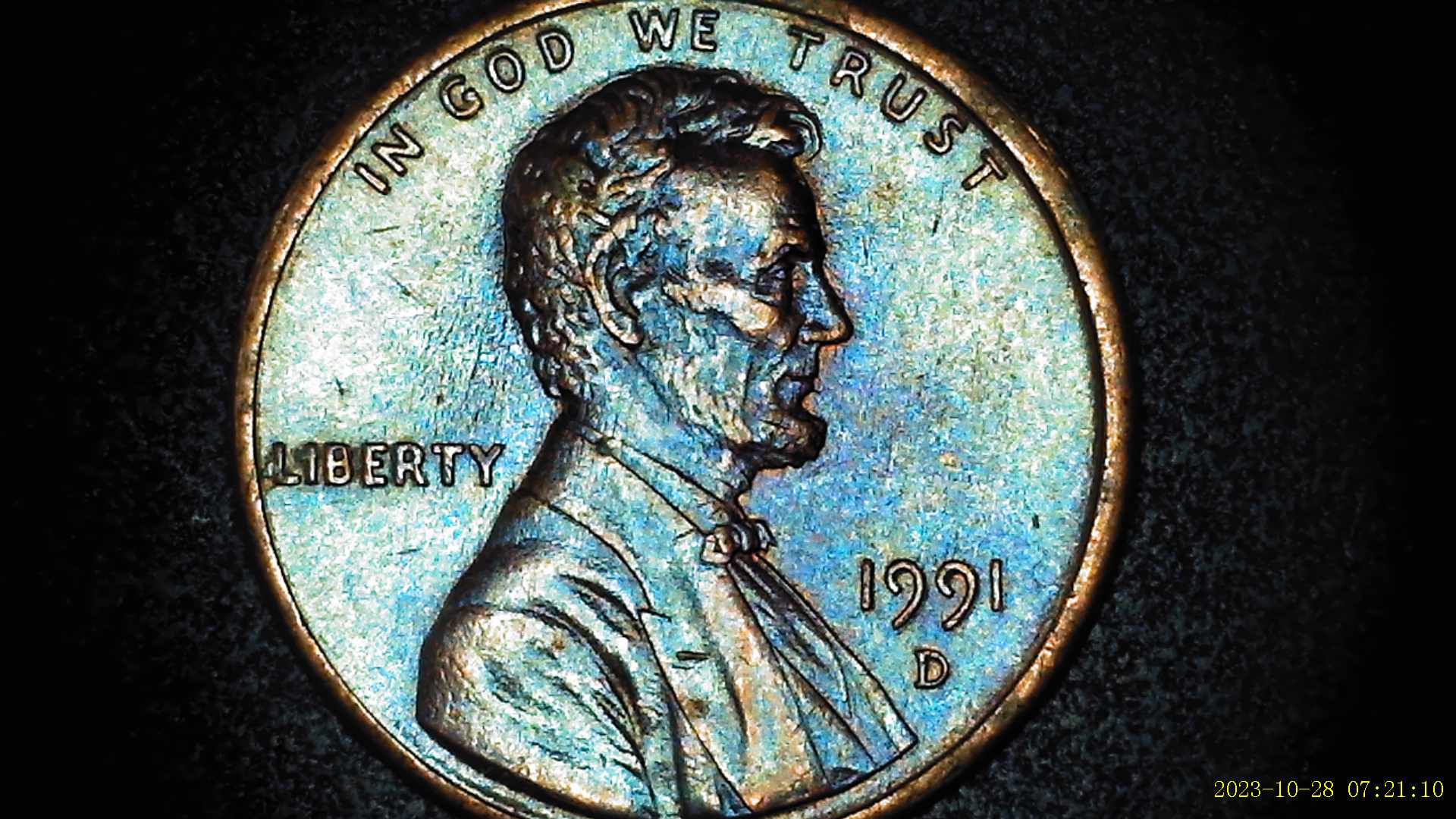 1991-D-Lincoln-Penny-With-Extra-Material-Inside-Memorial-On-Reverse