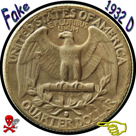Counterfeit-Detection:-1932-D-Washington-Quarter-Chinese-Replica-Compared-To-Real