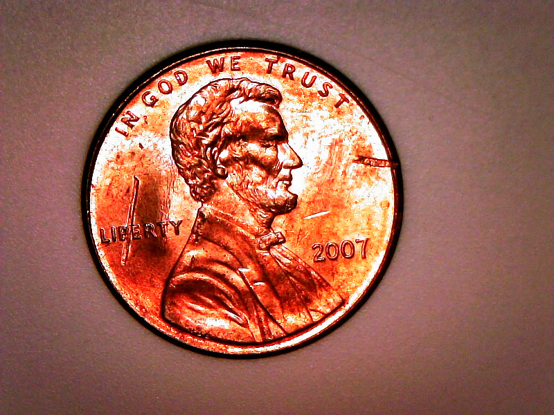 2007-Lincoln-Cent---Smashed-Straight-Pin-Shaped-Thing-On-Reverse
