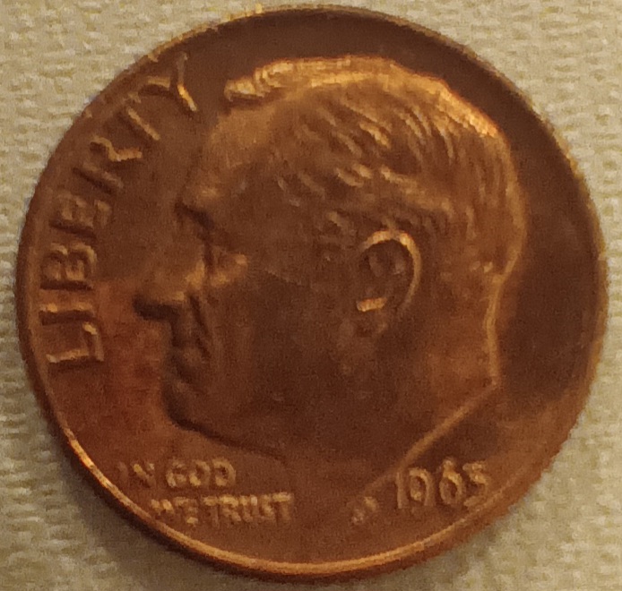 1965-P-Dime-Missing-Obverse-Clad-Layer?