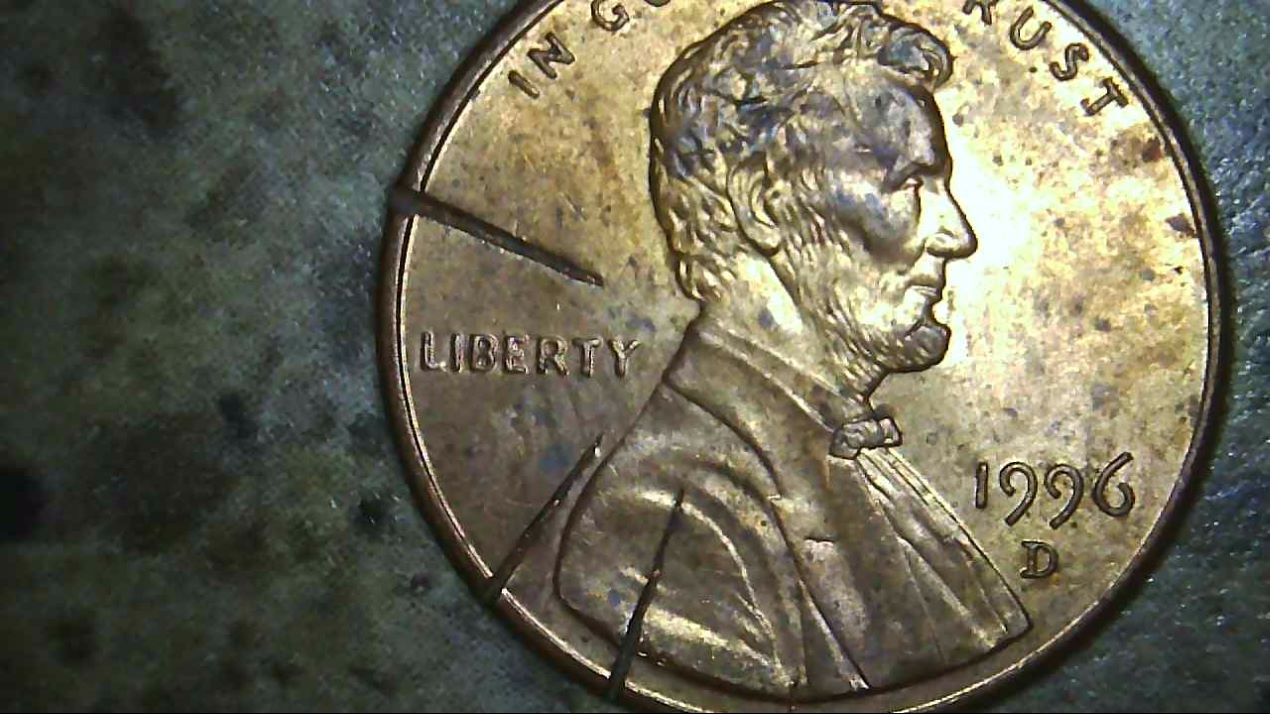 1996-D-Penny--Strange-Damage