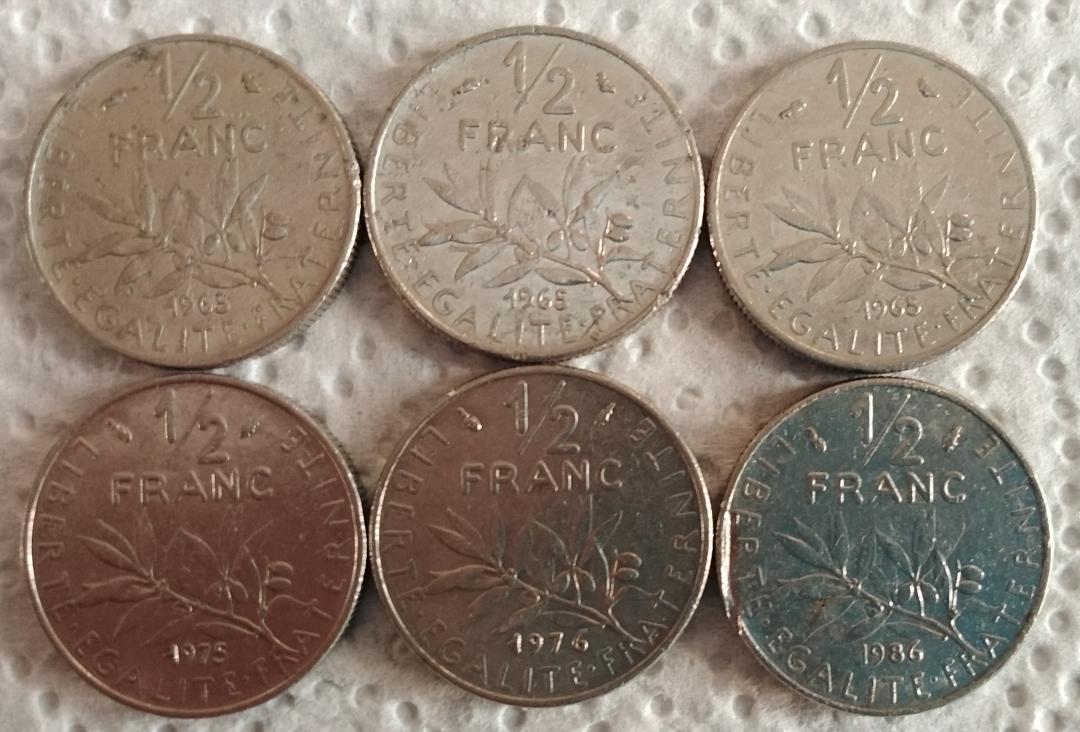 1/2-Franc-Republique-Fran�aise-1965,1975,1976