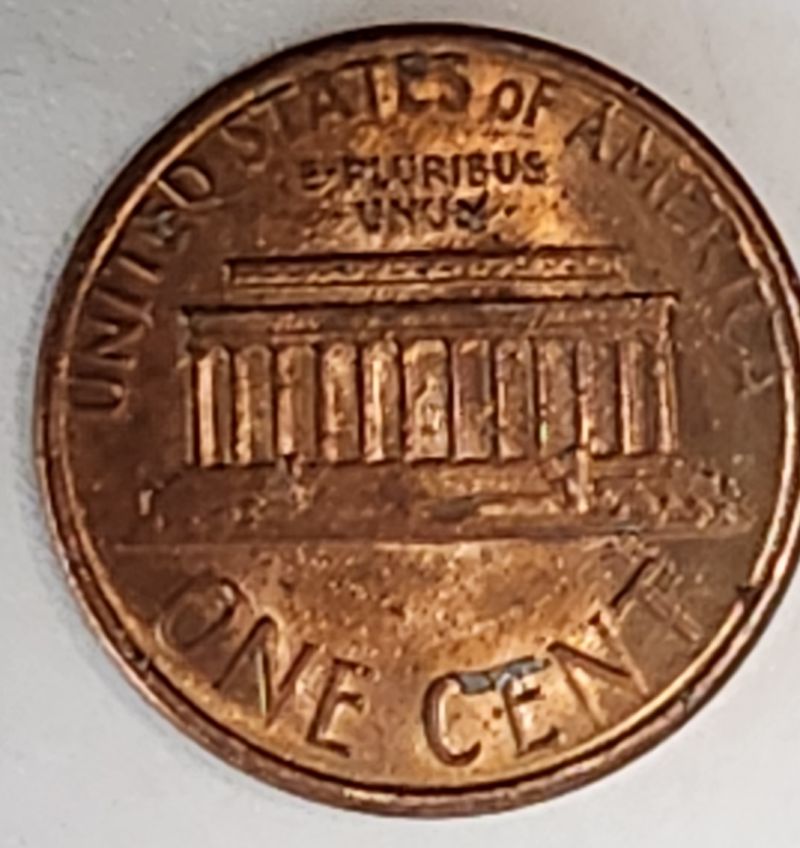 1987-D-Lincoln-Penny-Nice-Color.-Item-Stuck-To-Steps-On-Reverse