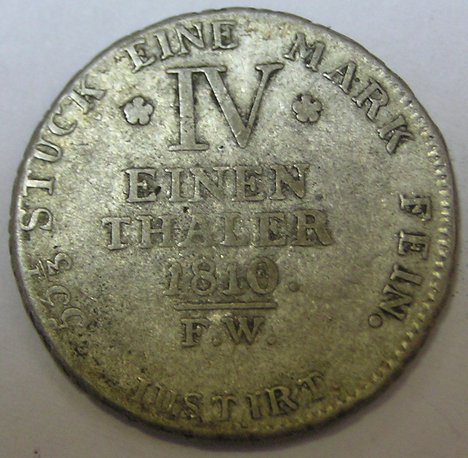 Please-Grade-My-Germany-1810-F.w.-1/4-Thaler-And-My-Germany-1765-1-Thaler-Coins.