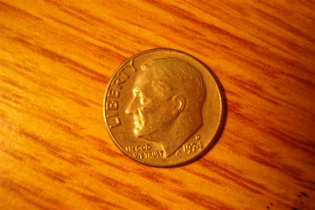 1974-D-Roosevelt-Dime,-Actually-Missing-Letters!