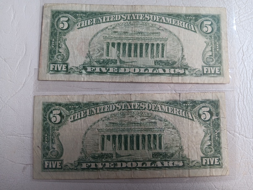 2-1963-Narrow-5-Dollar-Red-Seal-Notes-Need-Help-With-Plate-#-Mic,-Mac-And-Value--Please