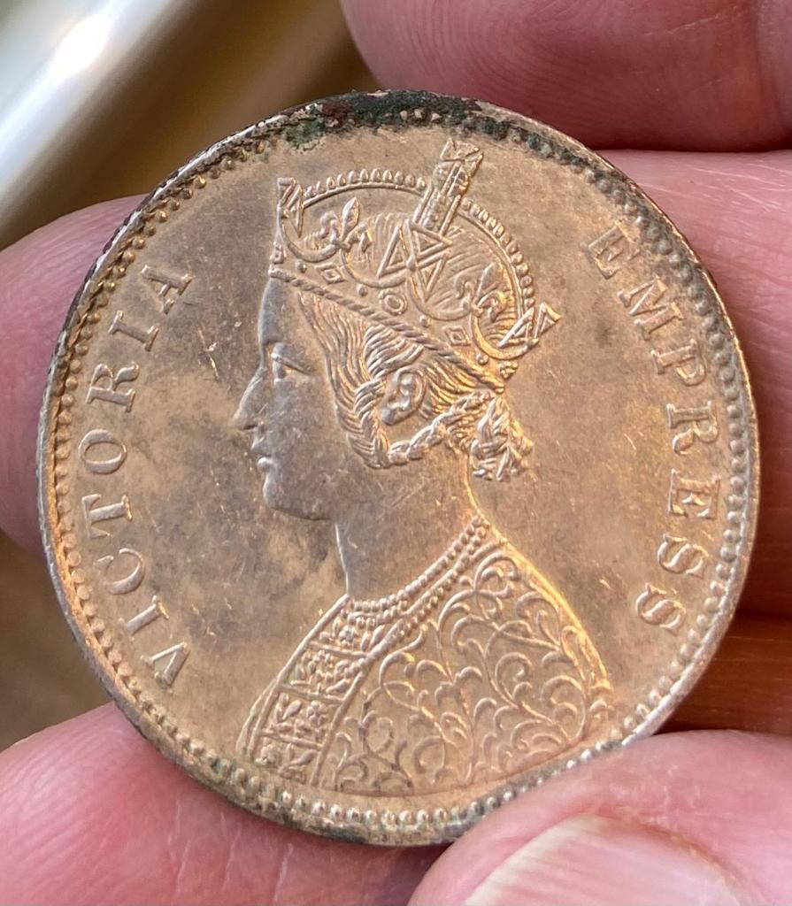 Bronze-Deposits-On-A-Victorian-Rupee---Removal?
