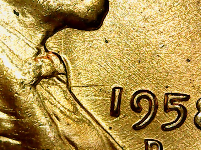 1958-D-Penny-W/-Obverse-Die-Clash